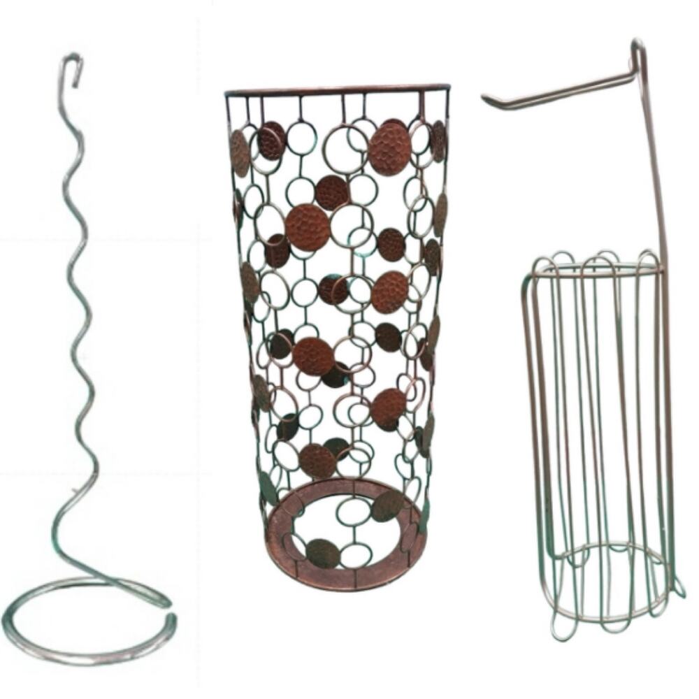 Lot of 3 Metal Silver Rusted Bathroom Toilet Paper Roll Holders